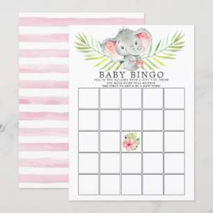 Invitation Jungle Elephant BINGO Baby shower Jeu