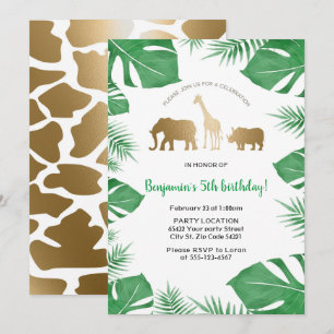 Invitation Jungle, fête d'anniversaire de safari
