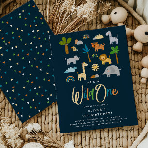 Invitation Jungle Fun pour la Bête d'Anniversaire - 1er Anniv