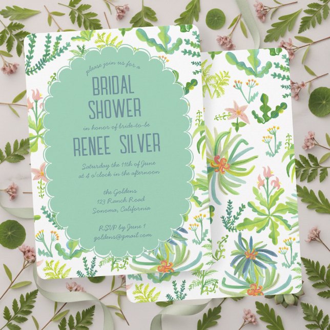 Invitation Jungle Garden Watercolor Custom BRIDAL SHOWER (Jungle Garden Watercolor Hand-painted Custom BRIDAL SHOWER Invitation
)