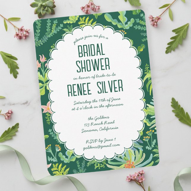 Invitation Jungle Garden Watercolor Custom BRIDAL SHOWER (Jungle Garden Watercolor Hand-painted Custom BRIDAL SHOWER Invitation
)