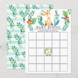 Invitation Jungle Giraffe BINGO Baby shower Jeu