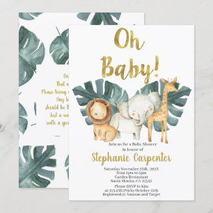 Invitation Jungle Oh Baby Safari Baby shower garçon Invitatio