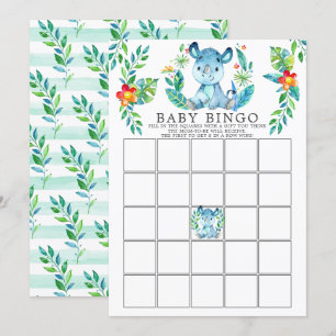 Invitation Jungle Rhino BINGO Baby shower Jeu