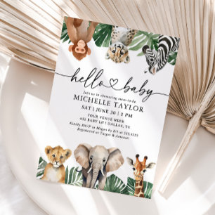 Invitation Jungle Safari Animaux Baby shower verdoyant