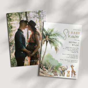 Invitation Jungle Safari Animaux Couples Baby shower Photo