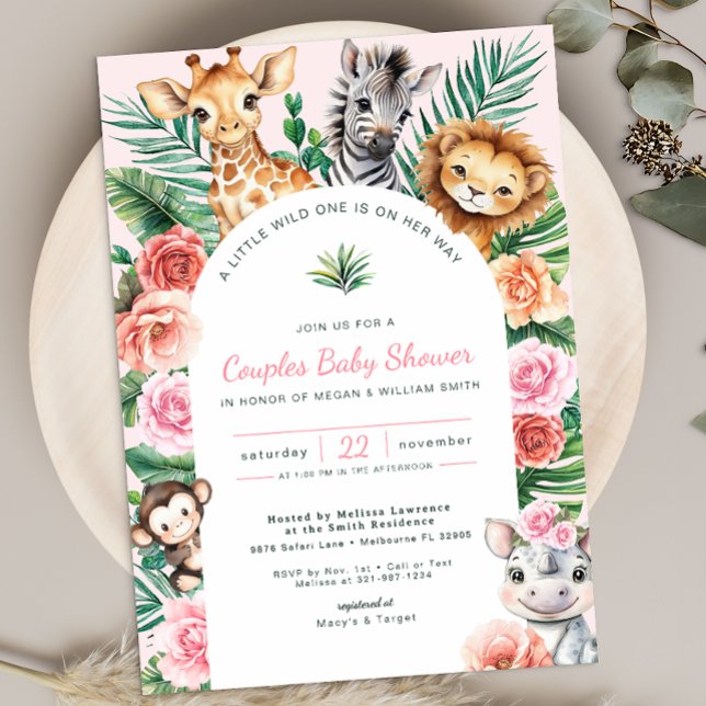 Invitation Jungle Safari Baby shower Couples (Cute Safari Baby Shower Invite)