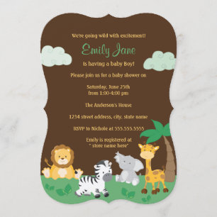 Invitation Jungle Safari Baby Shower Mixte