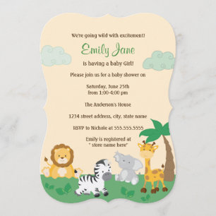 Invitation Jungle Safari Baby shower neutre pour les femmes I