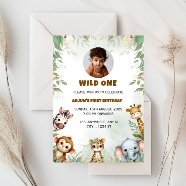 Invitation Jungle Safari Birthday Boy Invitation, Wild One (Créateur téléchargé)