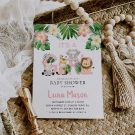 Invitation Jungle Safari C'est une fille Baby Shower Invitati