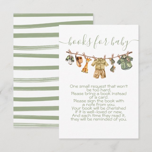 Invitation Jungle Safari Clothesline Apportez un livre (Devant / Derrière)