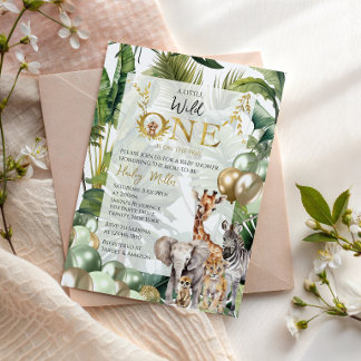 Invitation Jungle Safari Fête de Bébé Wild One
