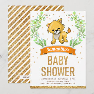Invitation Jungle Safari mignon Baby shower Lion