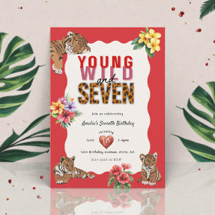 Invitation Jungle Safari Petit Tigre Septième Anniversaire