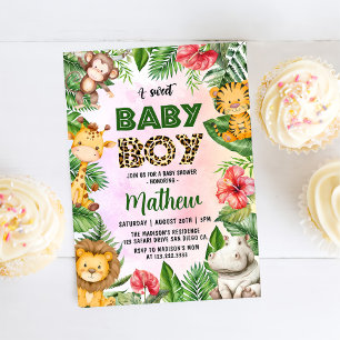 Invitation Jungle Safari Un doux Baby shower bébé garçon