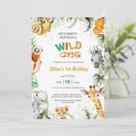 Invitation Jungle Safari Wild One Animaux 1er anniversaire