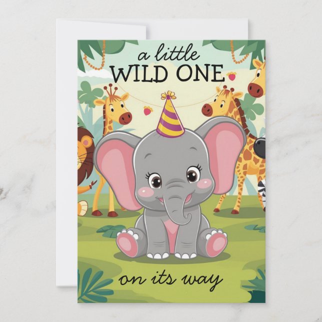 Invitation Jungle Safari Wild One boy 1st Birthday  (Devant)