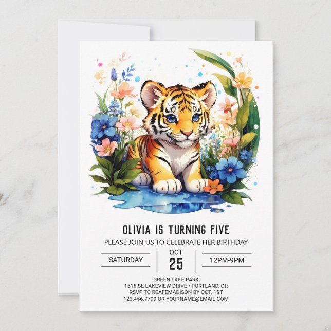 Invitation Jungle Tiger Anniversaire Garçon Anniversaire Invi (Devant)
