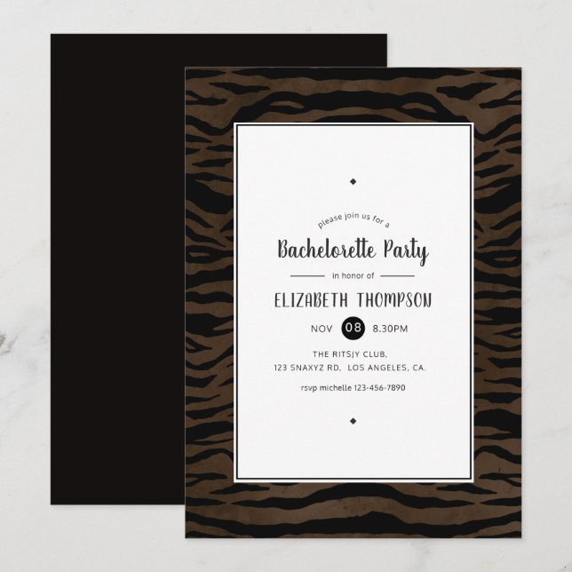 Invitation Jungle Tiger Bachelorette (Devant / Derrière)