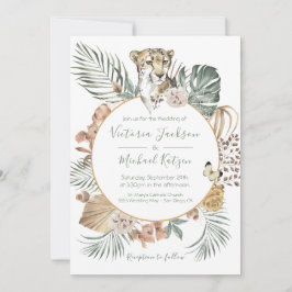 Invitation Jungle tropicale Cheetah Palm Mariage de couronne