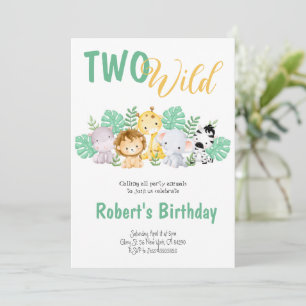 Invitation Jungle Two Wild Safari Baby Fête d'anniversaire