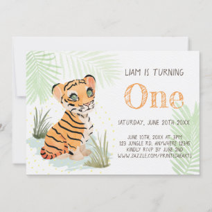 Invitation Jungle Wild & Free Boy's 1st Birthday Tiger