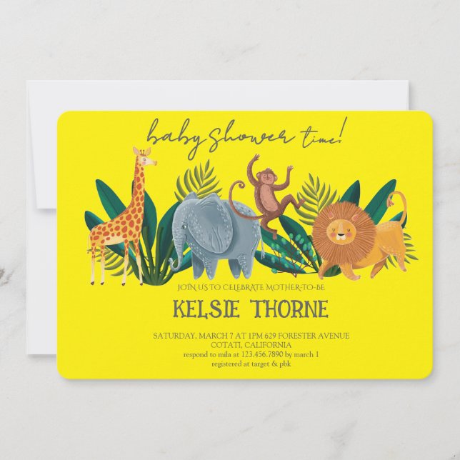 Invitation Jungle Wildlife Baby Shower (Devant)