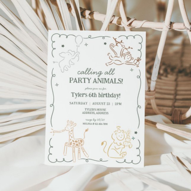 Invitation Jungle Zoo Safari Animaux Anniversaire (Safari Jungle Party Animals Kids Birthday Invite)