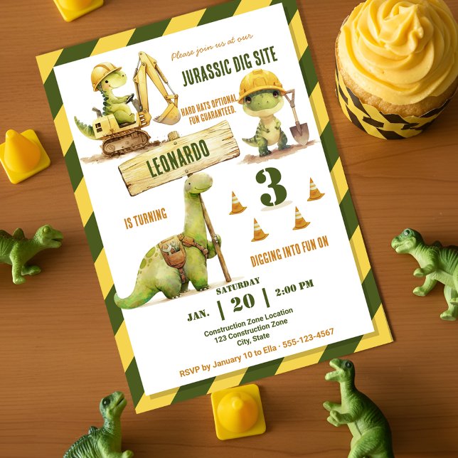 Invitation Jurassic Construction Zone Boy Birthday Party (Créateur téléchargé)