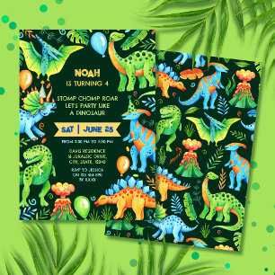 Invitation Jurassic Dinosaur Stomp Chomp et Roar Boy