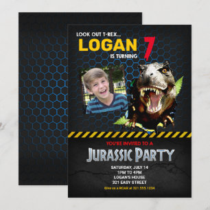 Invitation Jurassic Dinosaur Theme Birthday Party