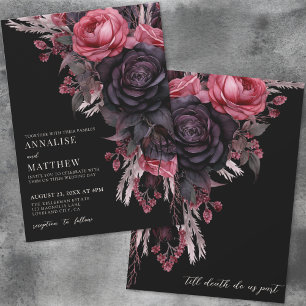 Invitation Jusqu'à ce que la mort nous sépare Gothique Fleurs