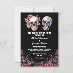 Invitation Jusqu'à ce que la mort nous sépare, mariage gothiq