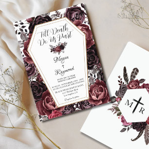 Invitation Jusqu'à ce que la mort nous sépare  Mariage gothiq