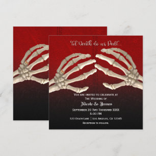 Invitation Jusqu'à ce que la mort Squelette rouge sang Or Mar