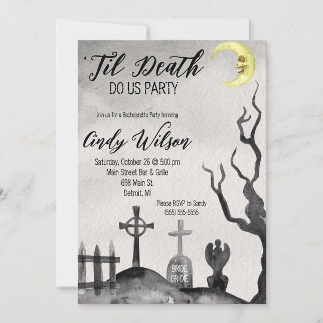 Invitation Jusqu'À La Mort Faisons-Nous Fête Bachelorette Par (Devant)