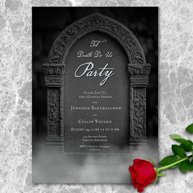 Invitation Jusqu'À La Mort Faisons-Nous Partie Couples Éffray (Til Death Do Us Party Spooky Couples Shower Invitation)
