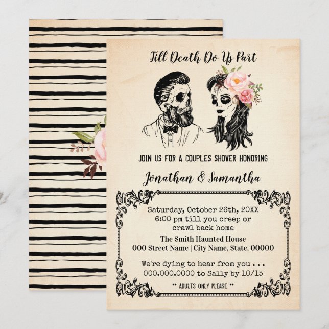 Invitation Jusqu'à la mort faisons-nous partie de crânes coup (Devant / Derrière)