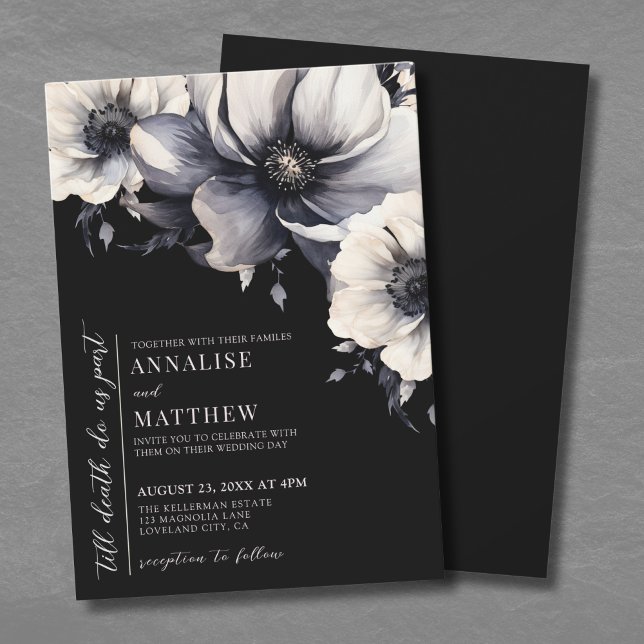 Invitation Jusqu'à la mort Faisons-nous partie Mariage gothiq (Till Death Do Us Part Floral Gothic Wedding Invitation)
