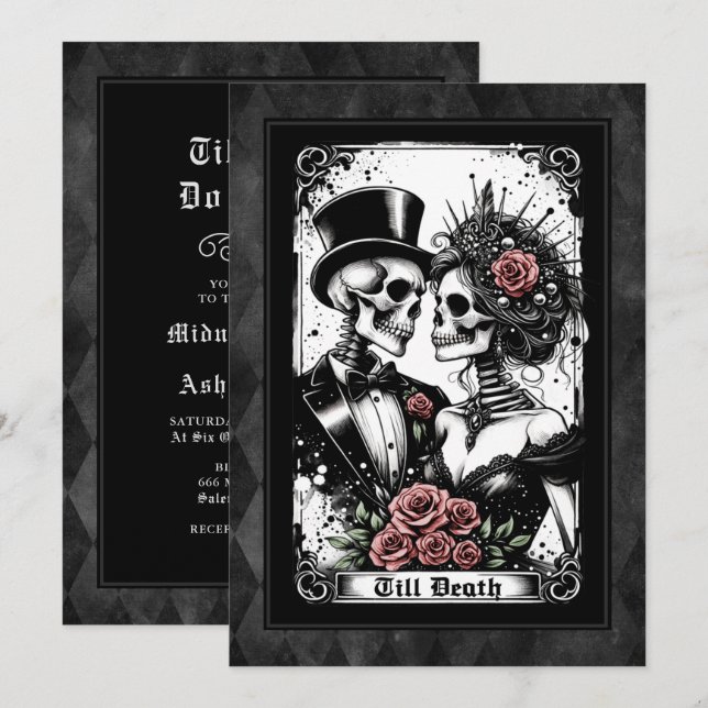 Invitation Jusqu'à la mort faisons-nous partie Mariage Tarot (Devant / Derrière)