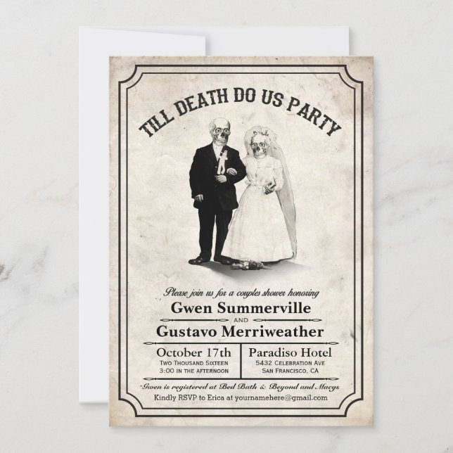 Invitation Jusqu'à la mort Faites-nous la fête Couples douche (Devant)