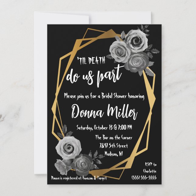 Invitation Jusqu'À La Mort, Fleurs, Or, Fête des mariées (Devant)