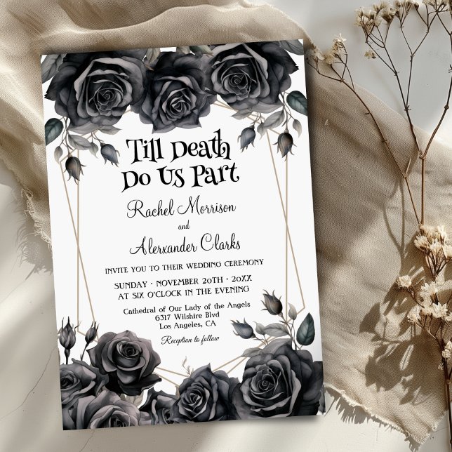 Invitation Jusqu'à la mort Florales noires Mariage gothique (Créateur téléchargé)