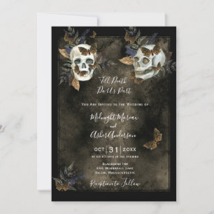 Invitation Jusqu'À La Mort Nous Part Des Crânes Mariage Gothi