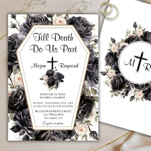 Invitation Jusqu'à la mort   Roses noires de mariage gothique