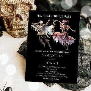 Invitation Jusqu'à la mort Skeletons gothiques Halloween Mari