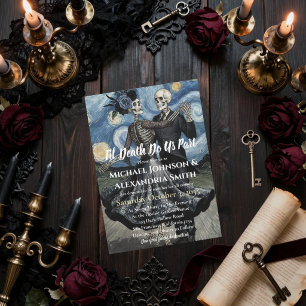 Invitation Jusqu'à la mort Squelette Van Gogh Mariage gothiqu