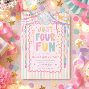 Invitation Just Four Fun Fête d'anniversaire Fantaisiste Fill