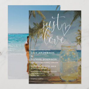 Invitation Just Love Beach Palm Tree Pot en verre Photo Maria
